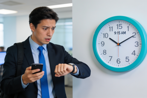 Colaborador registrando su asistencia mediante un sistema digital de control horario.